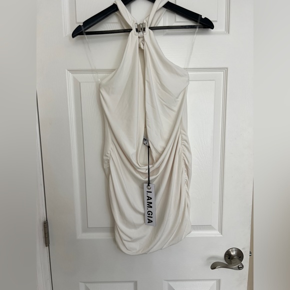 New I AM GIA WHITE HALTER DRESS - Picture 6 of 8